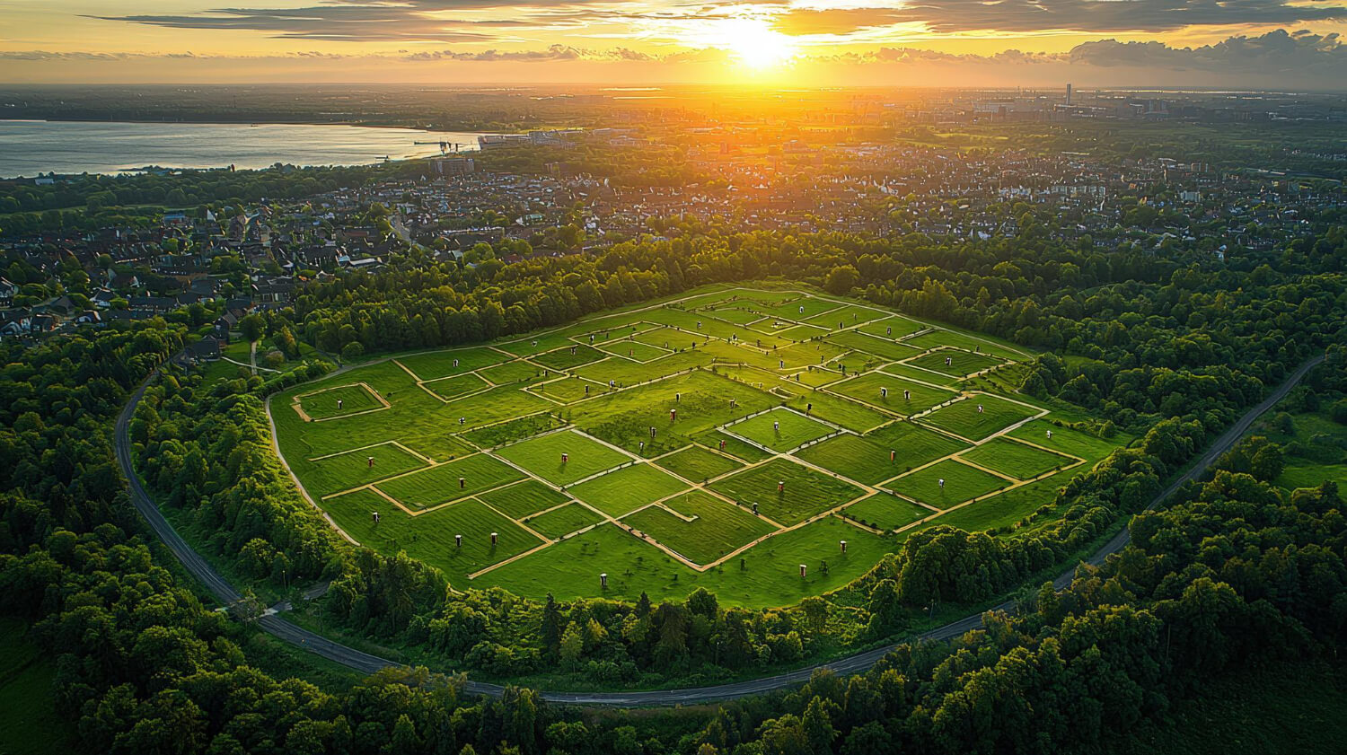 Vista aérea de terrenos